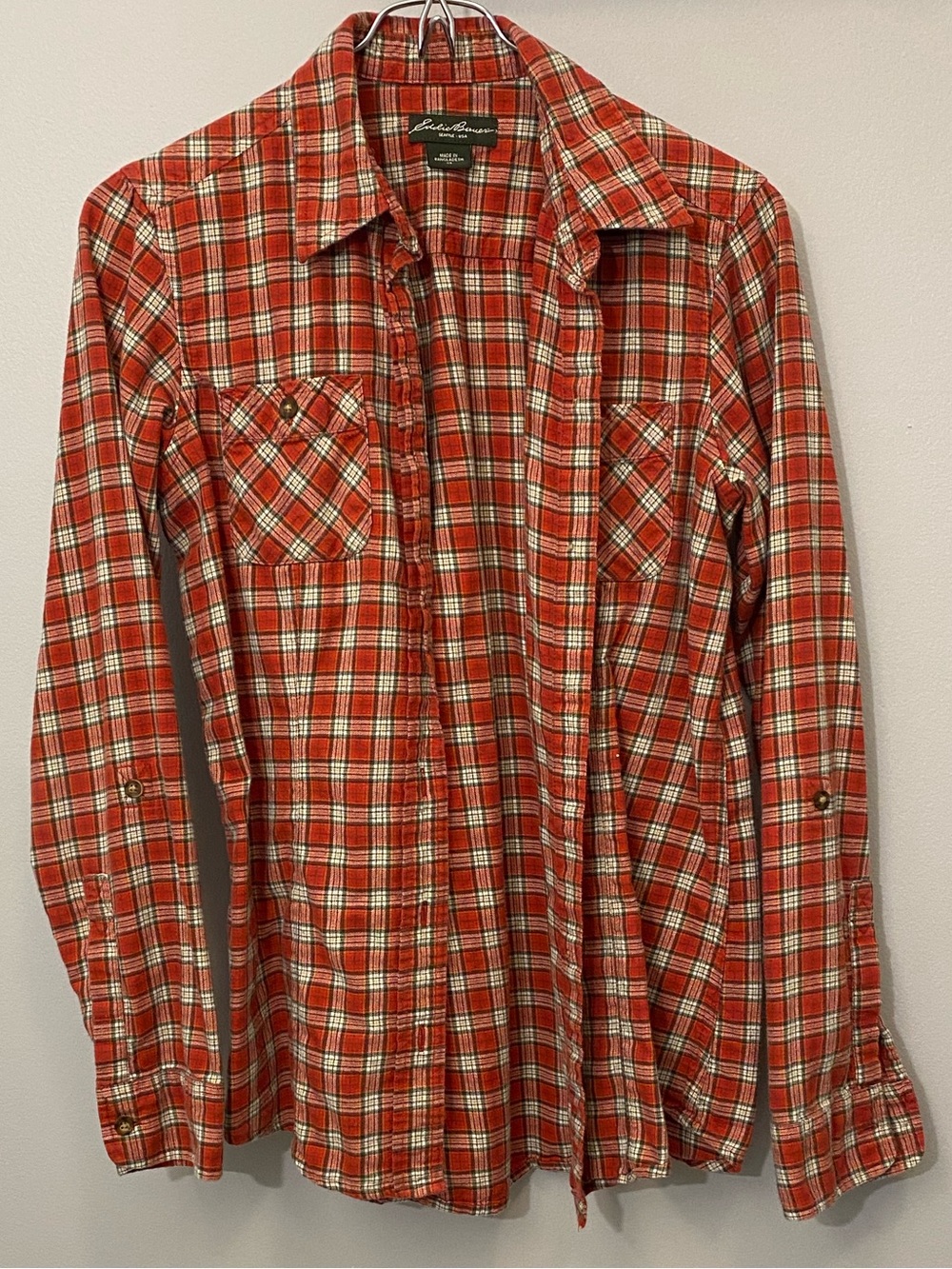 Eddie Bauer Women’s Red Plaid Button-Up Shirt